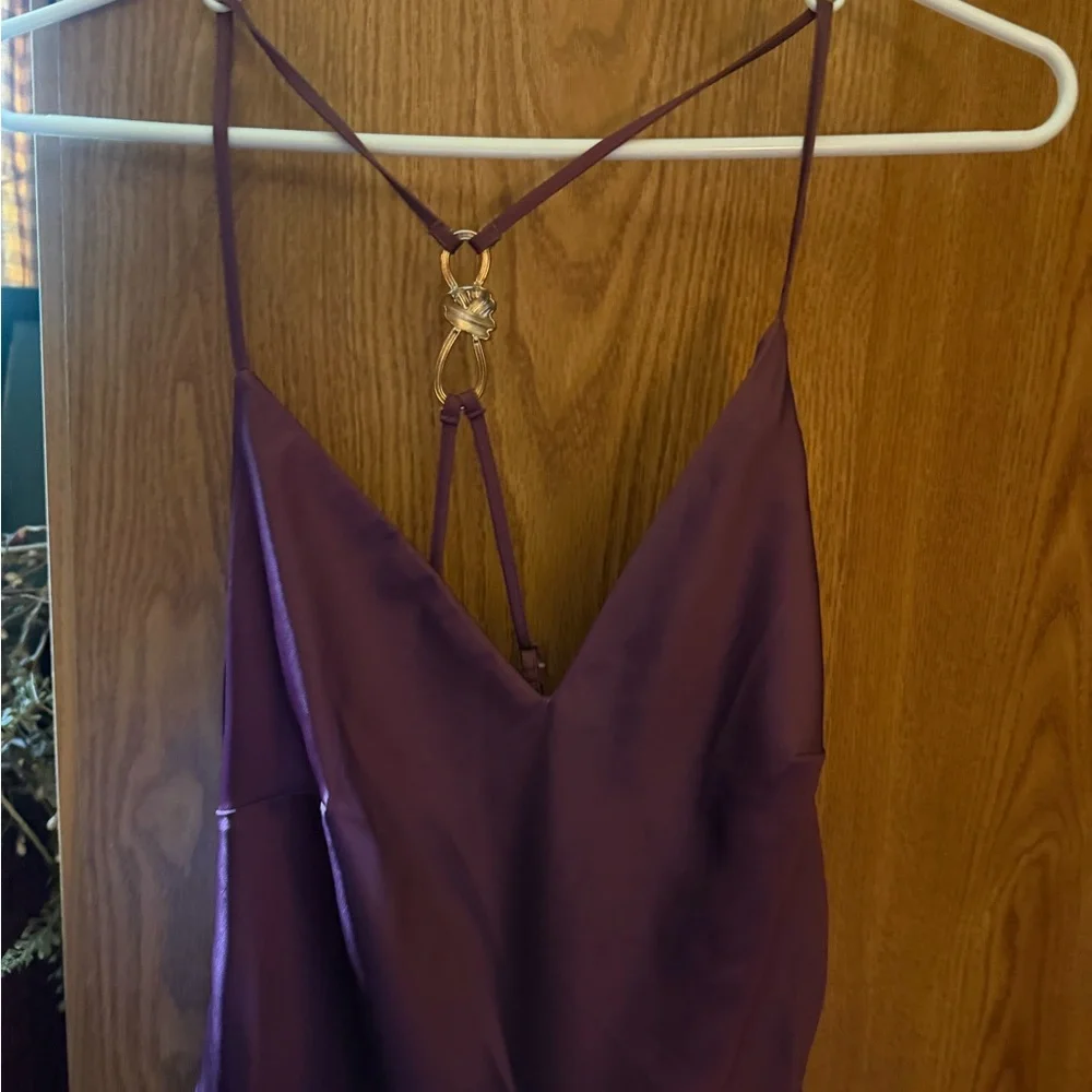 Abercrombie Elegant Plum Floral-Accent Slip Dress